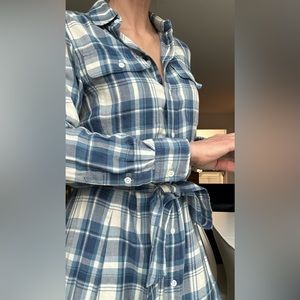 Polo Ralph Lauren Stephanie Plaid Cotton belted Shirt dress Blue/Cream size 6 US